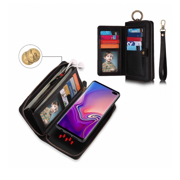 Multifunction Wristlet Multiple Card Slot Wallet Phone Case in Black - Picture 8 of 8